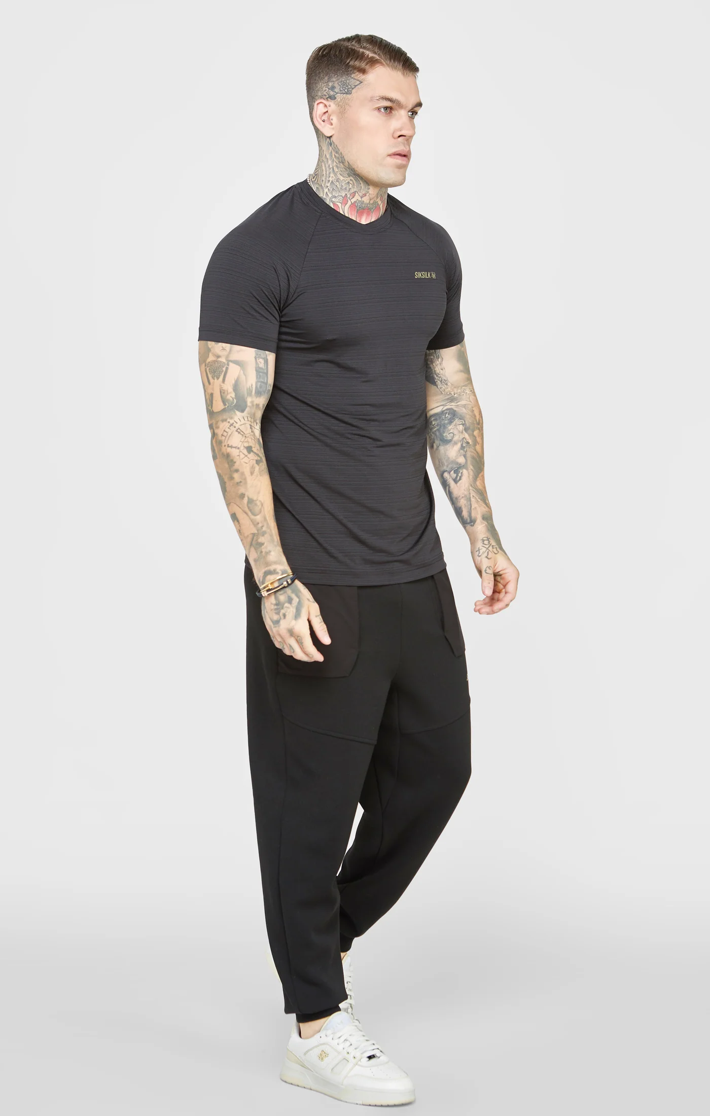 Black Sports Textured Look T-Shirt - Image 4