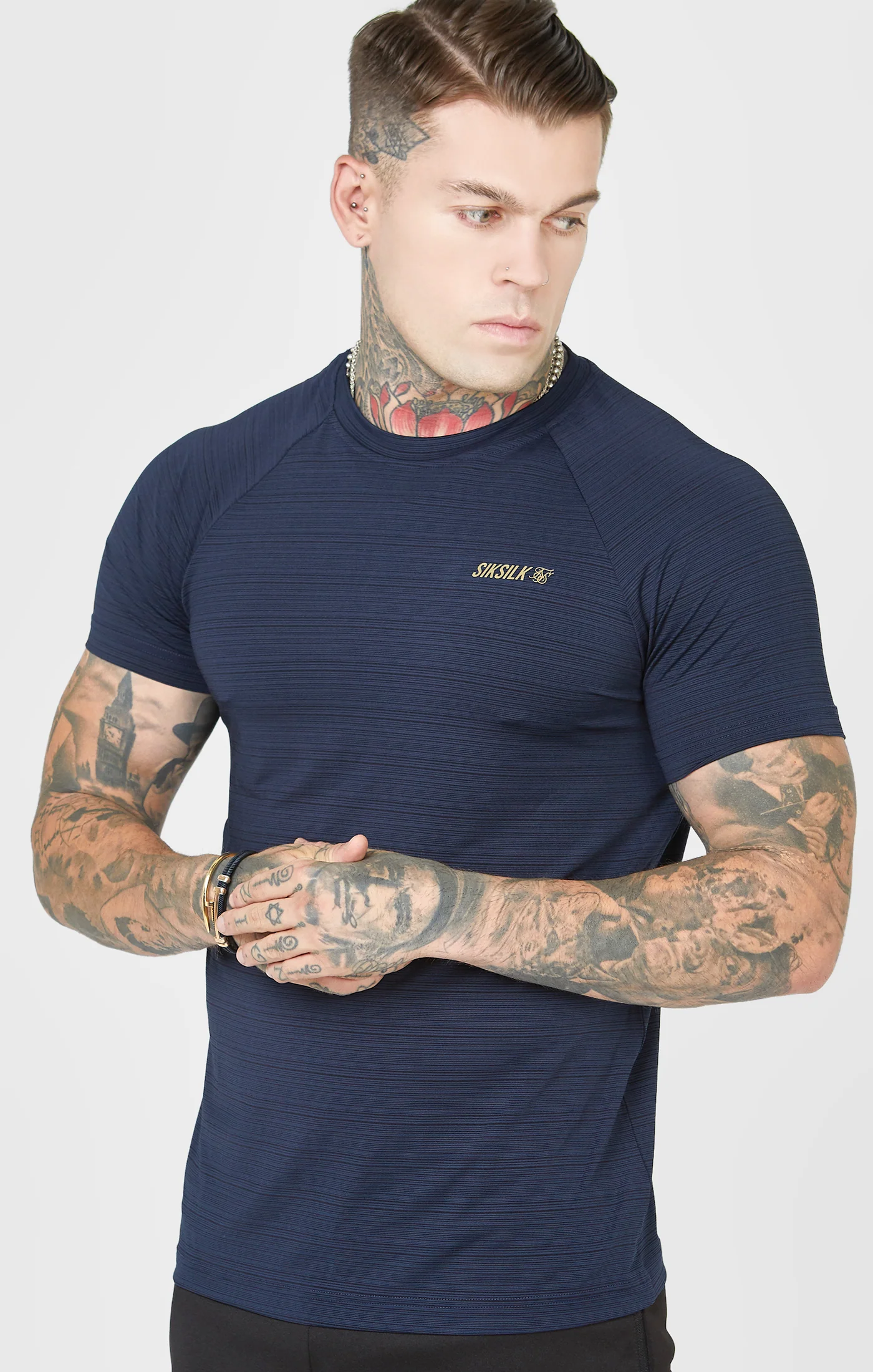 Navy Sports Textured Look T-Shirt