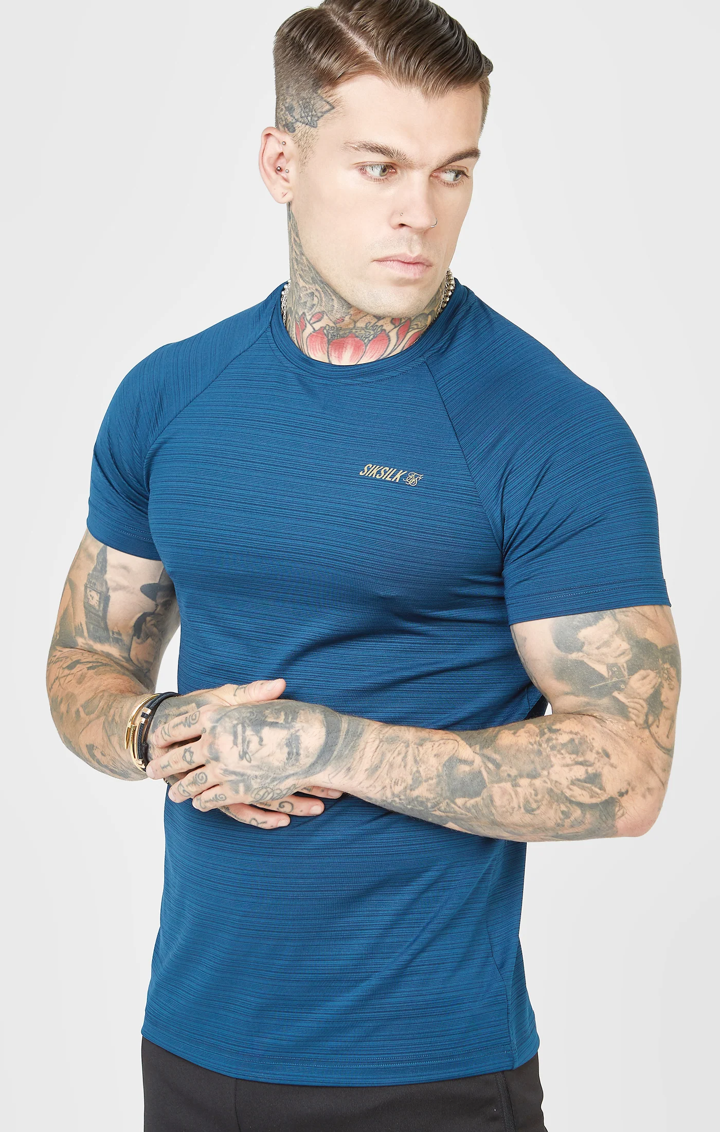 Teal Sports Textured Look T-Shirt