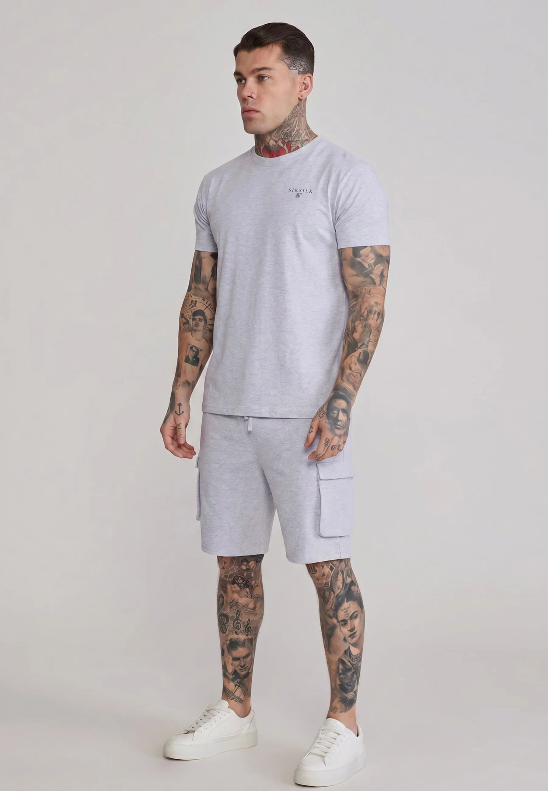 Grey Marl T-Shirt and Shorts Set - Image 4