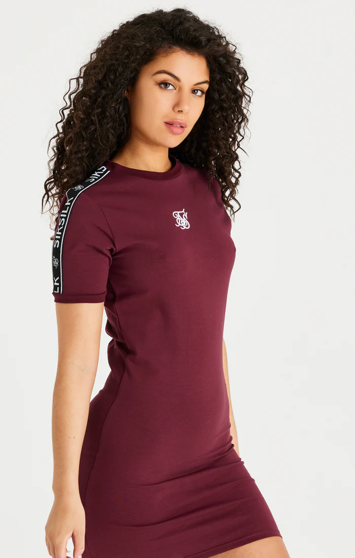 Burgundy Tape Bodycon Dress