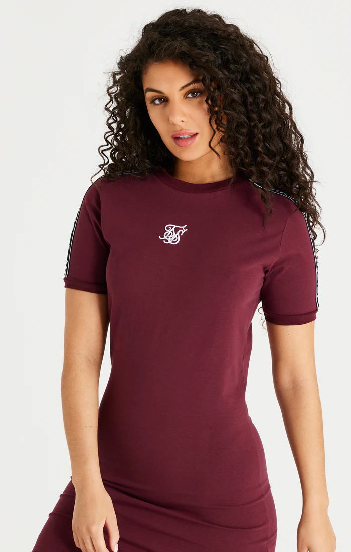 Burgundy Tape Bodycon Dress - Image 2
