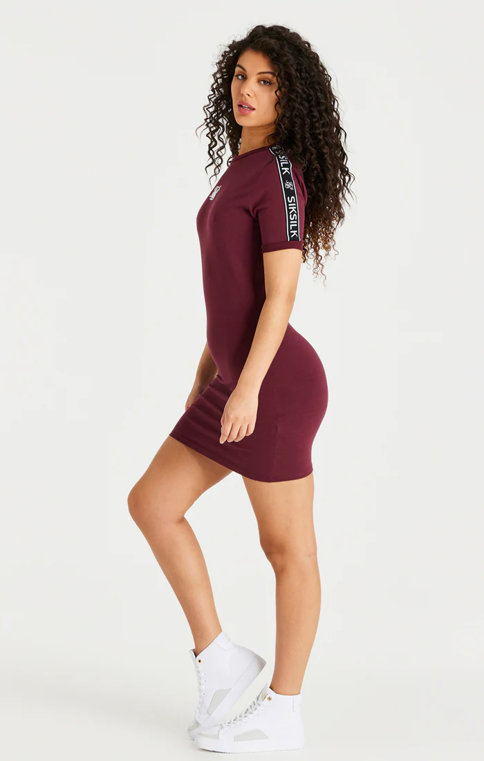 Burgundy Tape Bodycon Dress - Image 6