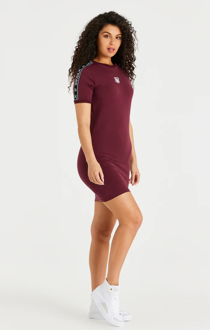 Burgundy Tape Bodycon Dress - Image 7