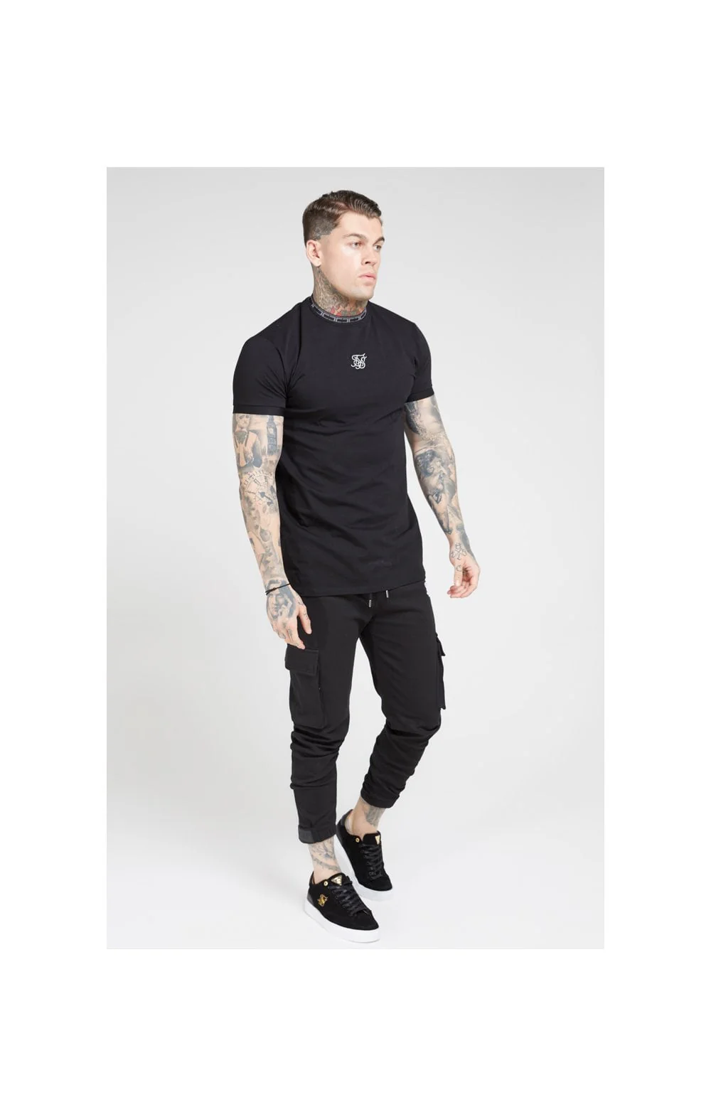 SikSilk Tape Collar Cuff Tee - Black - Image 4