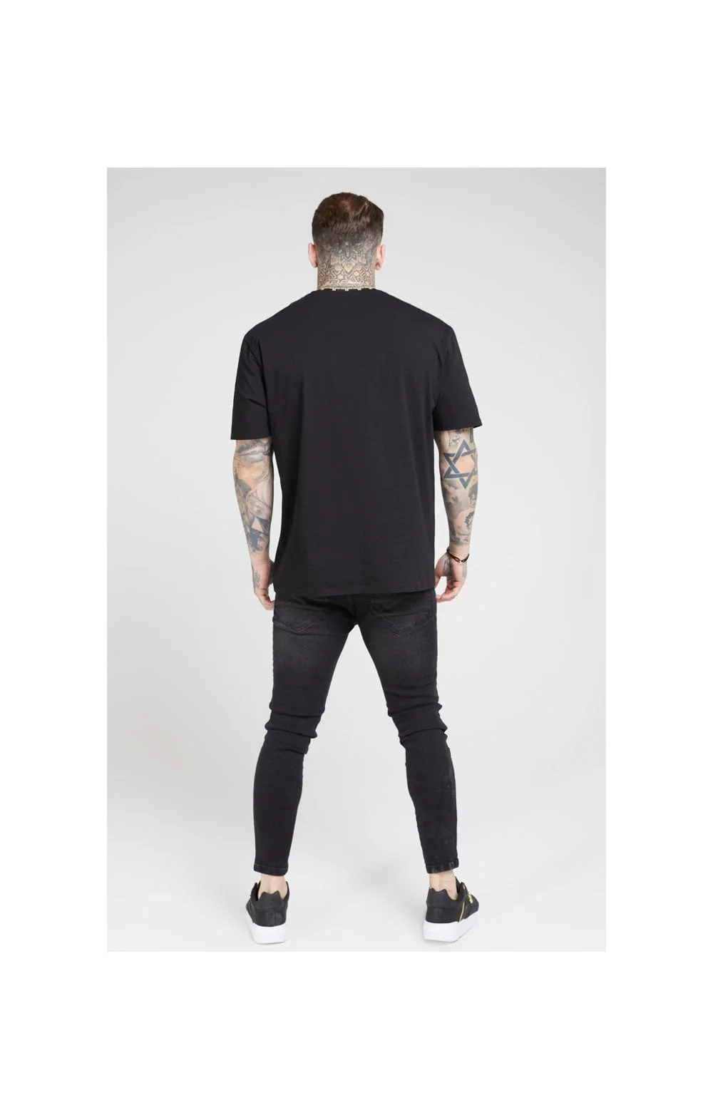 SikSilk Tape Collar Essential Tee - Black & Gold - Image 5