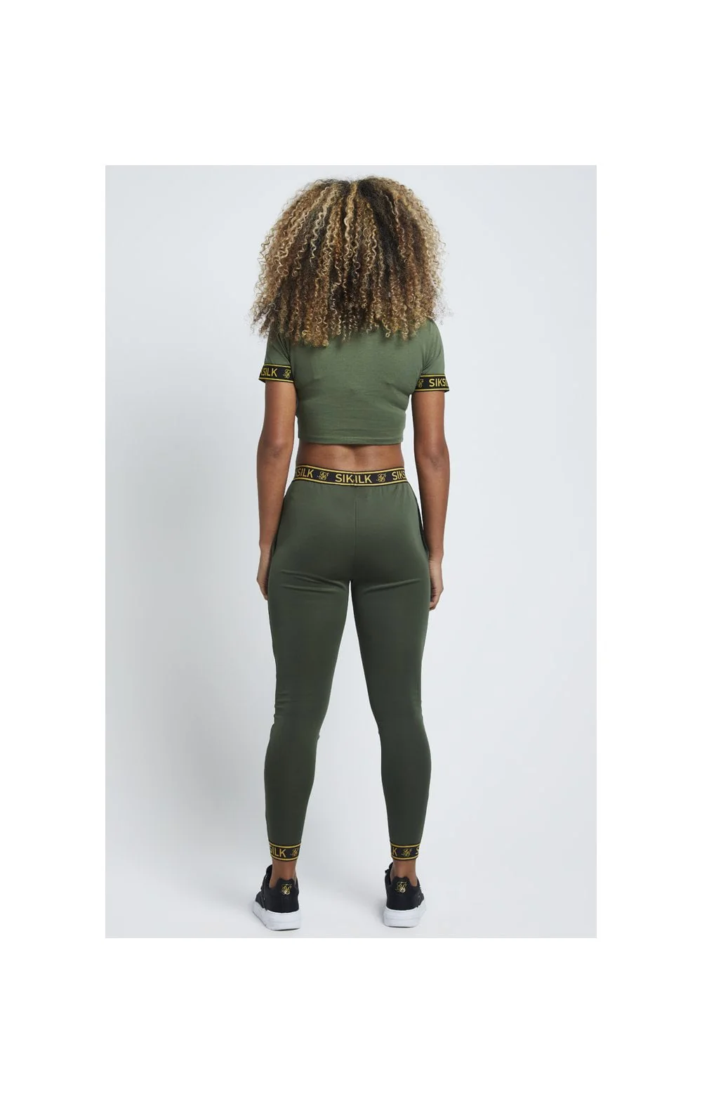 SikSilk Tape Cuff Crop Tee - Bronze Green - Image 6