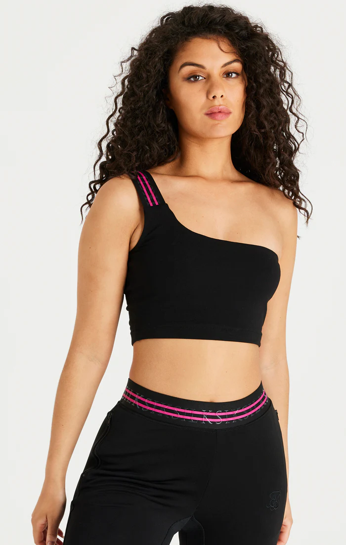 Black Tape One Shoulder Crop Bralette - Image 2