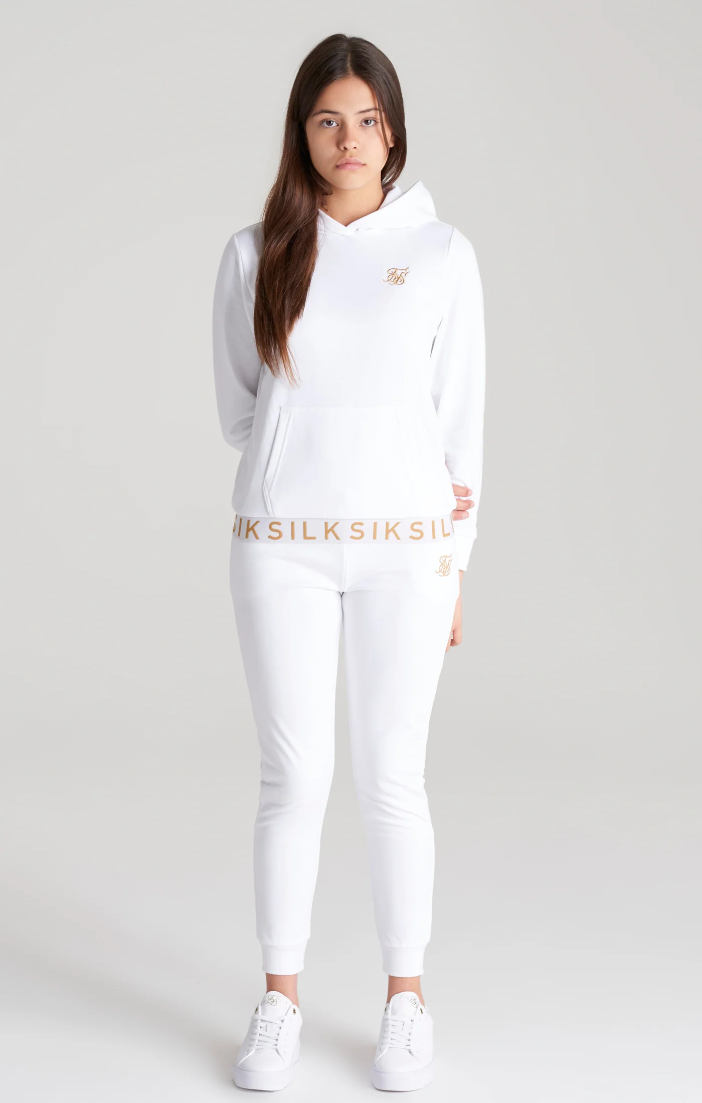 Girls White Taped Overhead Hoodie - Image 4