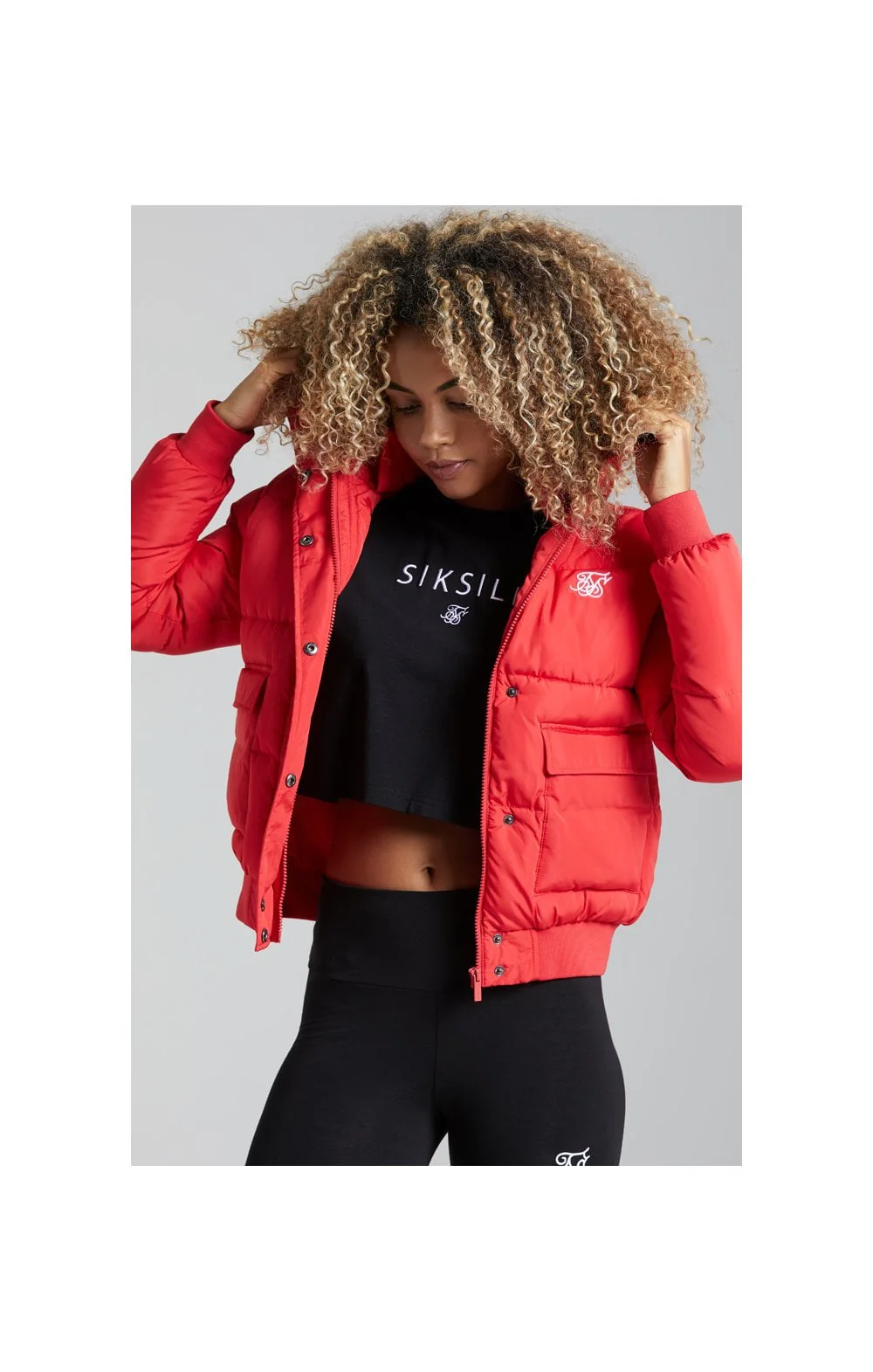 SikSilk Tape Padded Jacket - Red - Image 2
