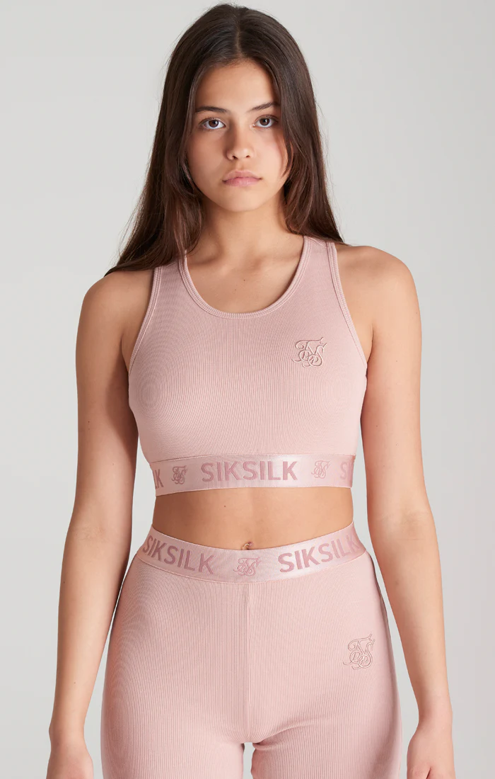 Girls Pink Ribbed Taped Bralette - Image 2
