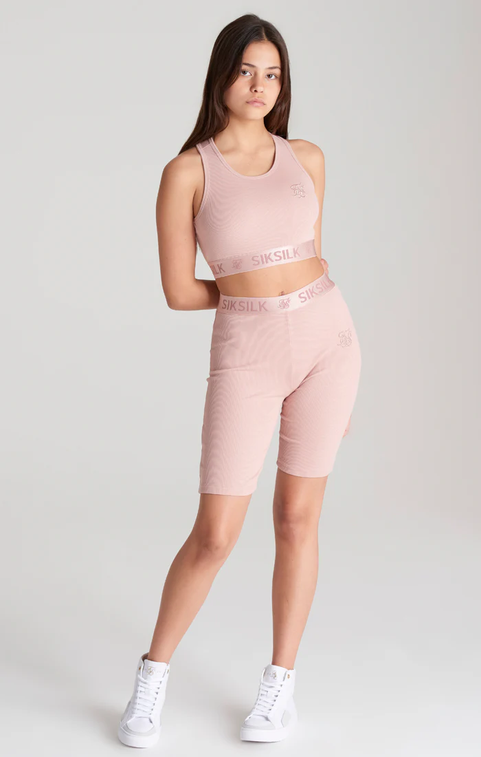 Girls Pink Ribbed Taped Bralette - Image 5
