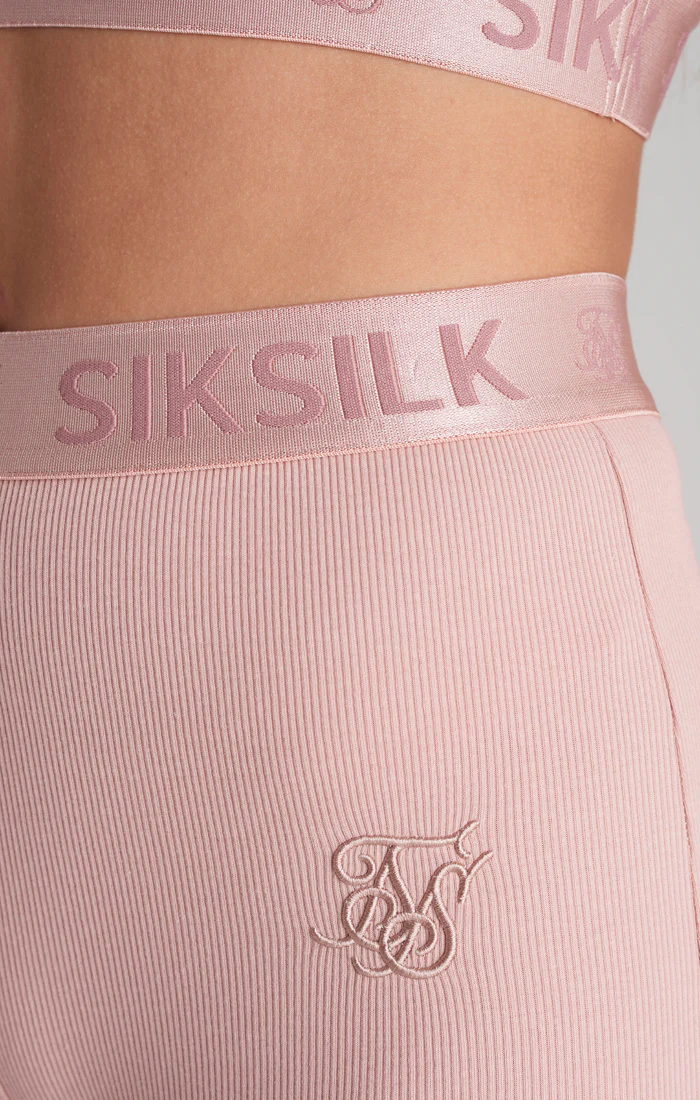 Girls Pink Ribbed Taped Cycle Short - Image 4