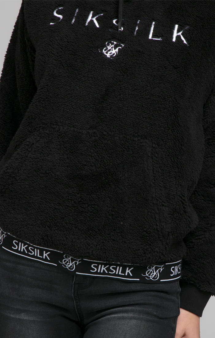 SikSilk Tape Sherpa Overhead Hoodie - Black - Image 2