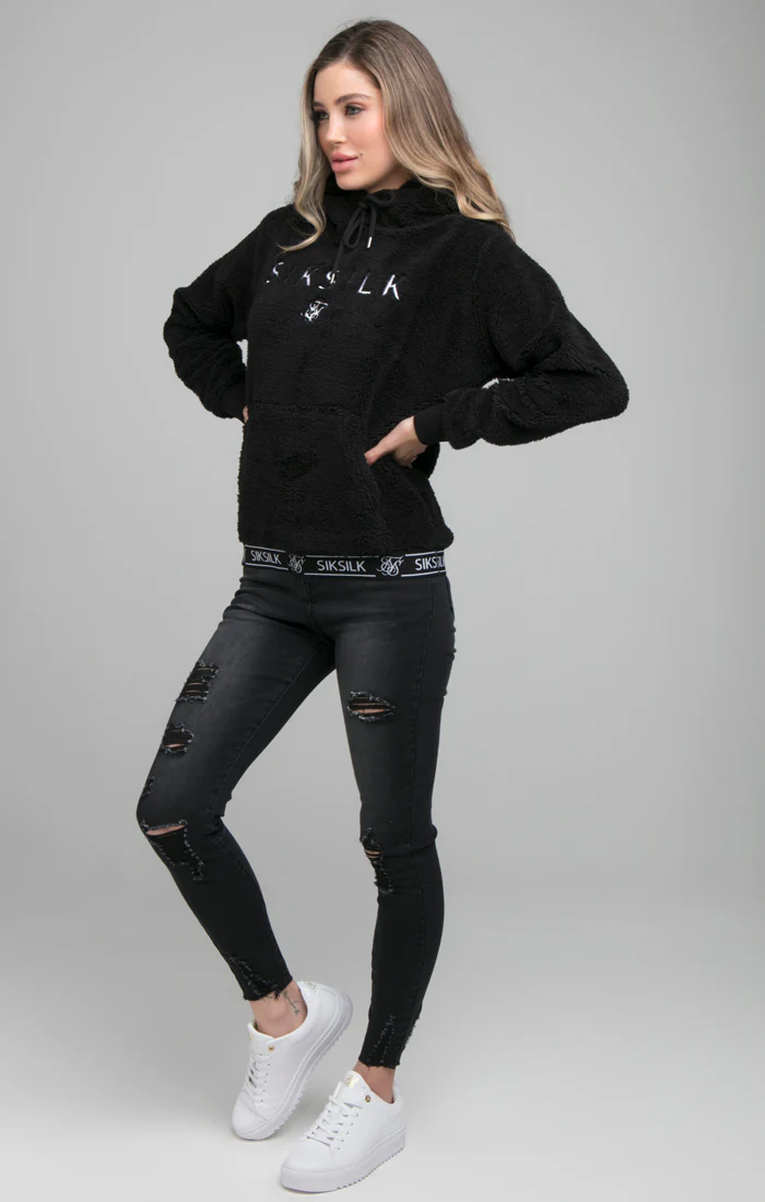 SikSilk Tape Sherpa Overhead Hoodie - Black - Image 3