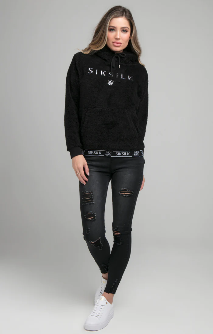 SikSilk Tape Sherpa Overhead Hoodie - Black - Image 4