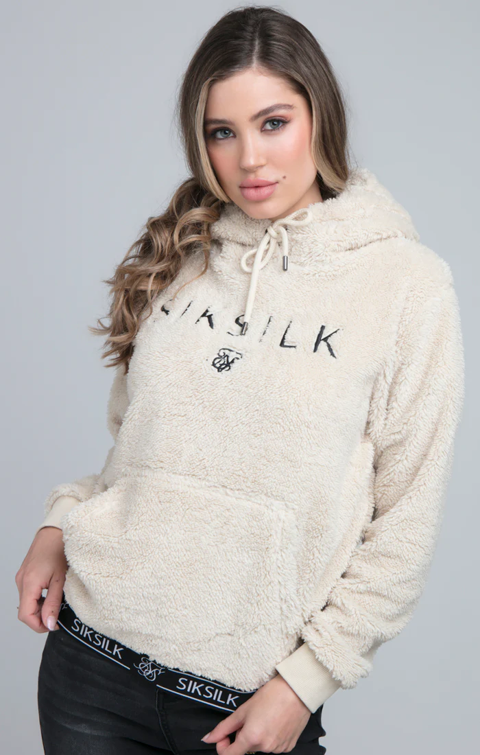 SikSilk Tape Sherpa Overhead Hoodie - Stone - Image 2