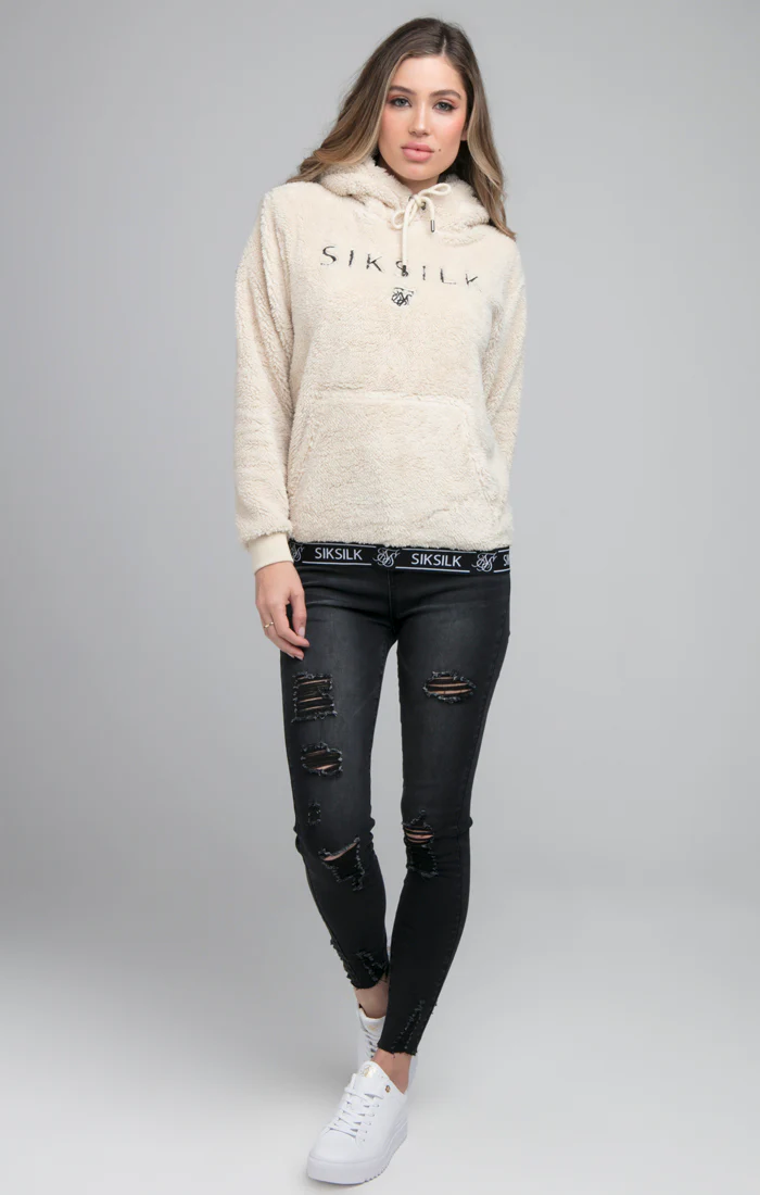 SikSilk Tape Sherpa Overhead Hoodie - Stone - Image 4