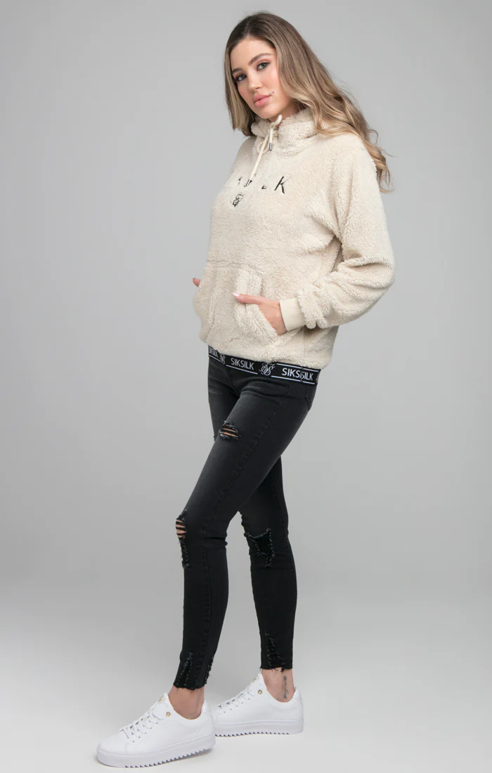 SikSilk Tape Sherpa Overhead Hoodie - Stone - Image 5
