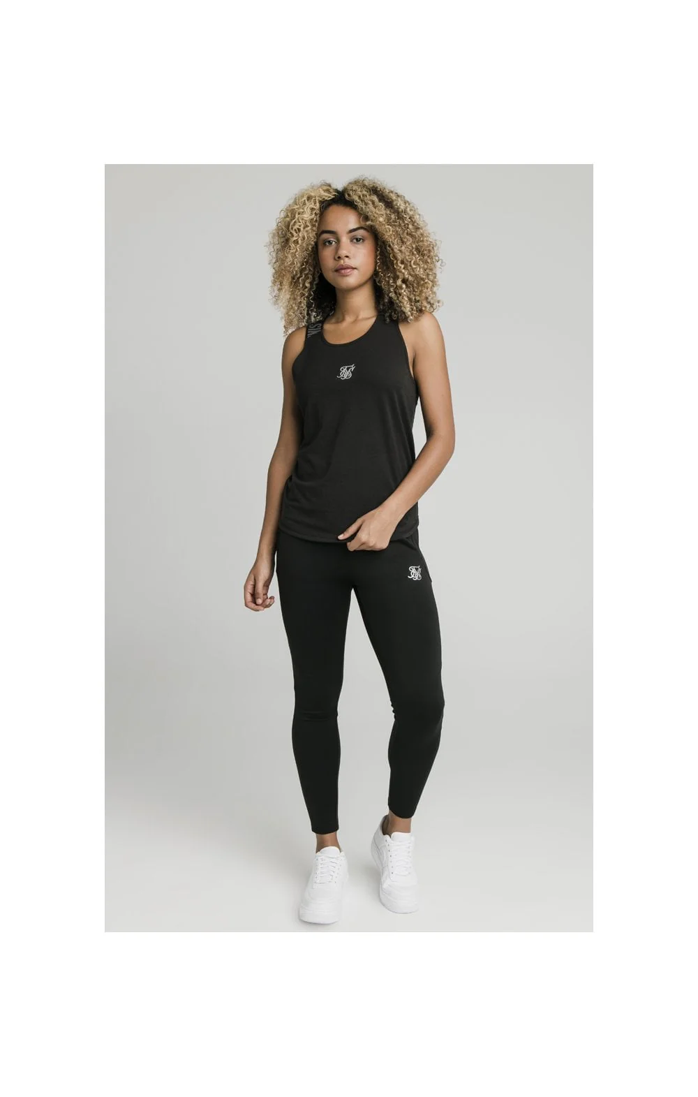 SikSilk Tape Strap Gym Tee - Black - Image 4
