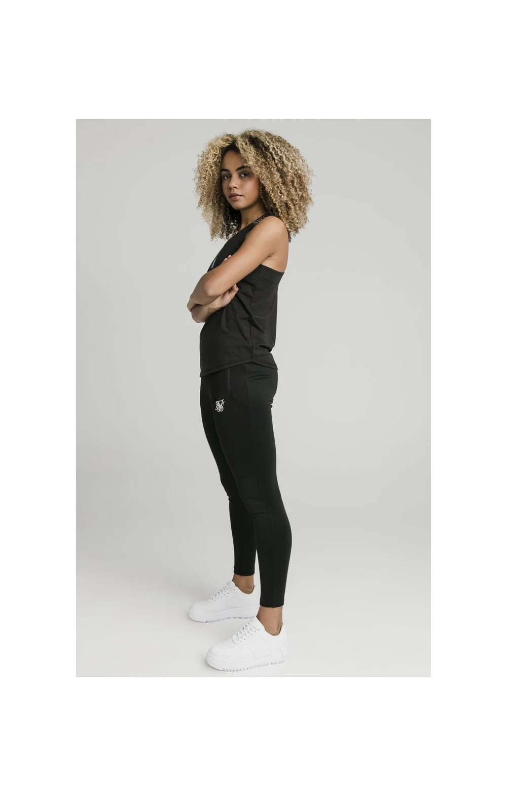 SikSilk Tape Strap Gym Tee - Black - Image 5