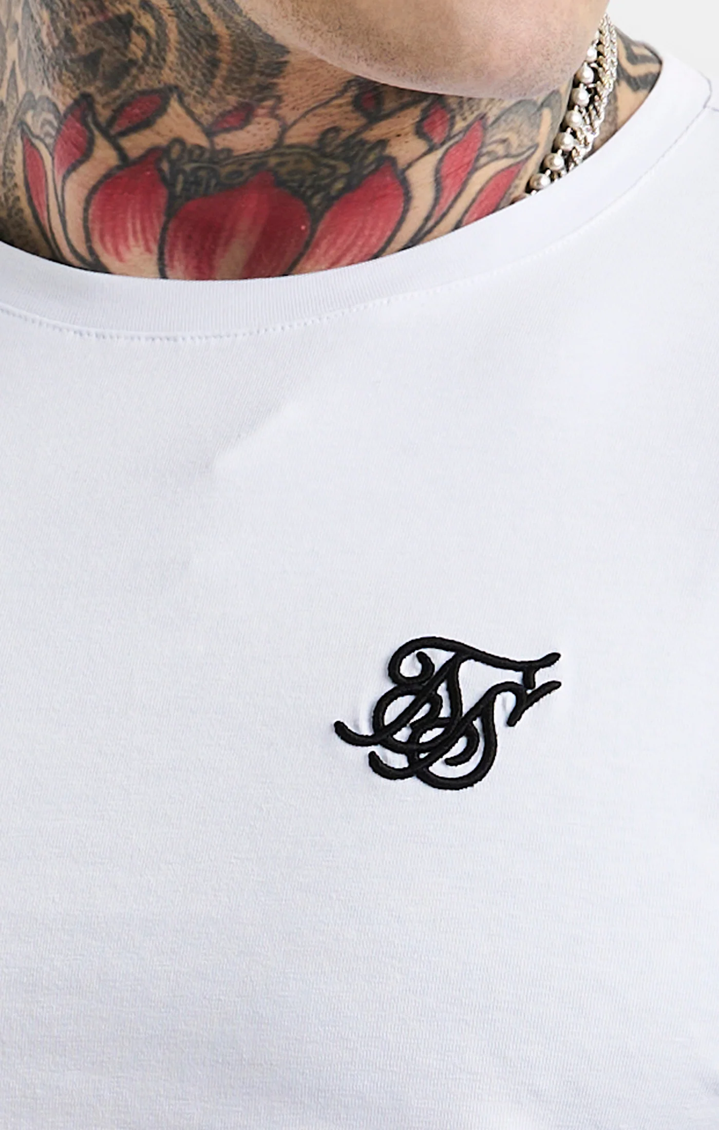 SikSilk Tape Tee - White, Black & Red - Image 2