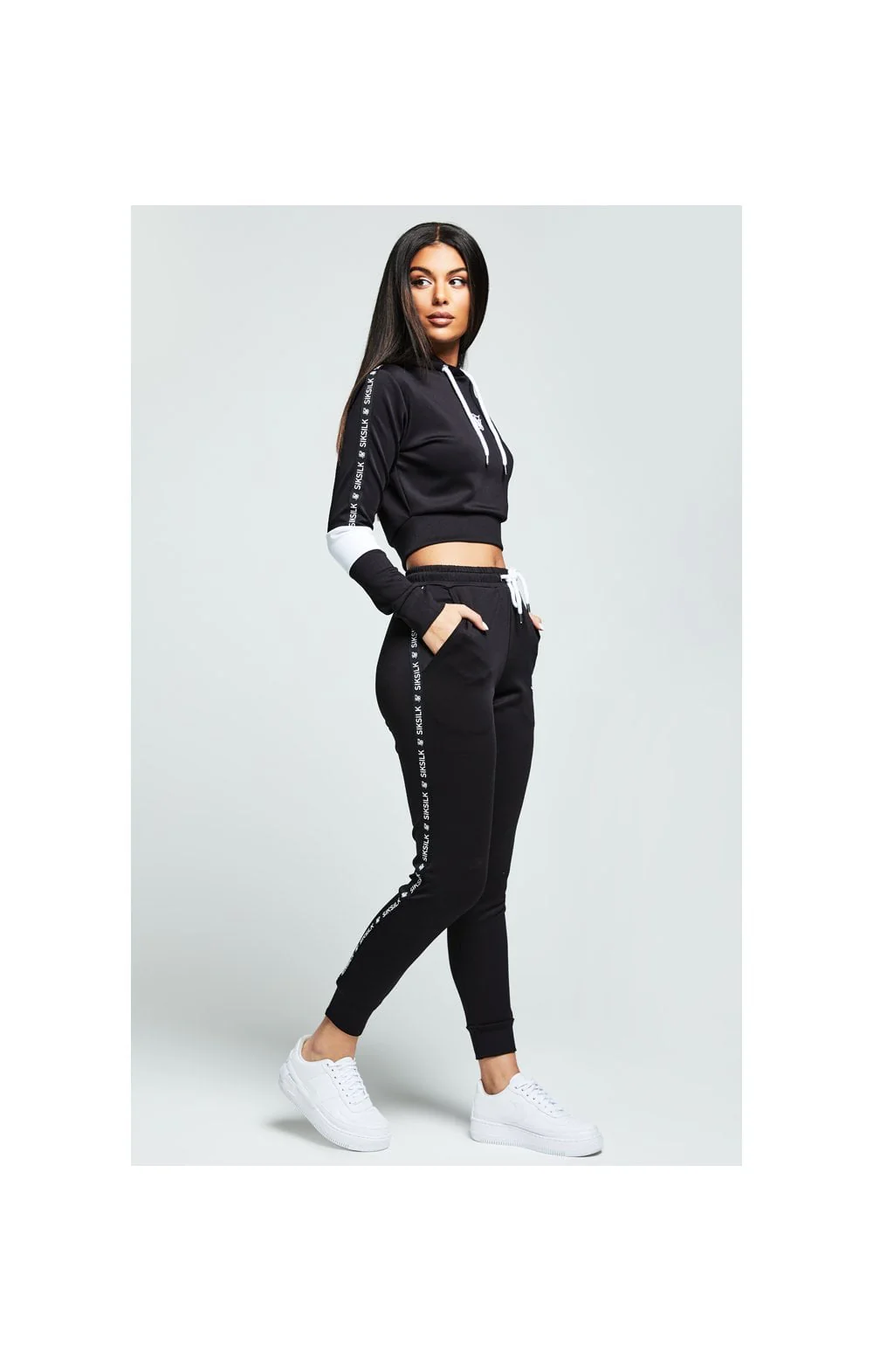 SikSilk Tape Track Pants – Black & White - Image 6