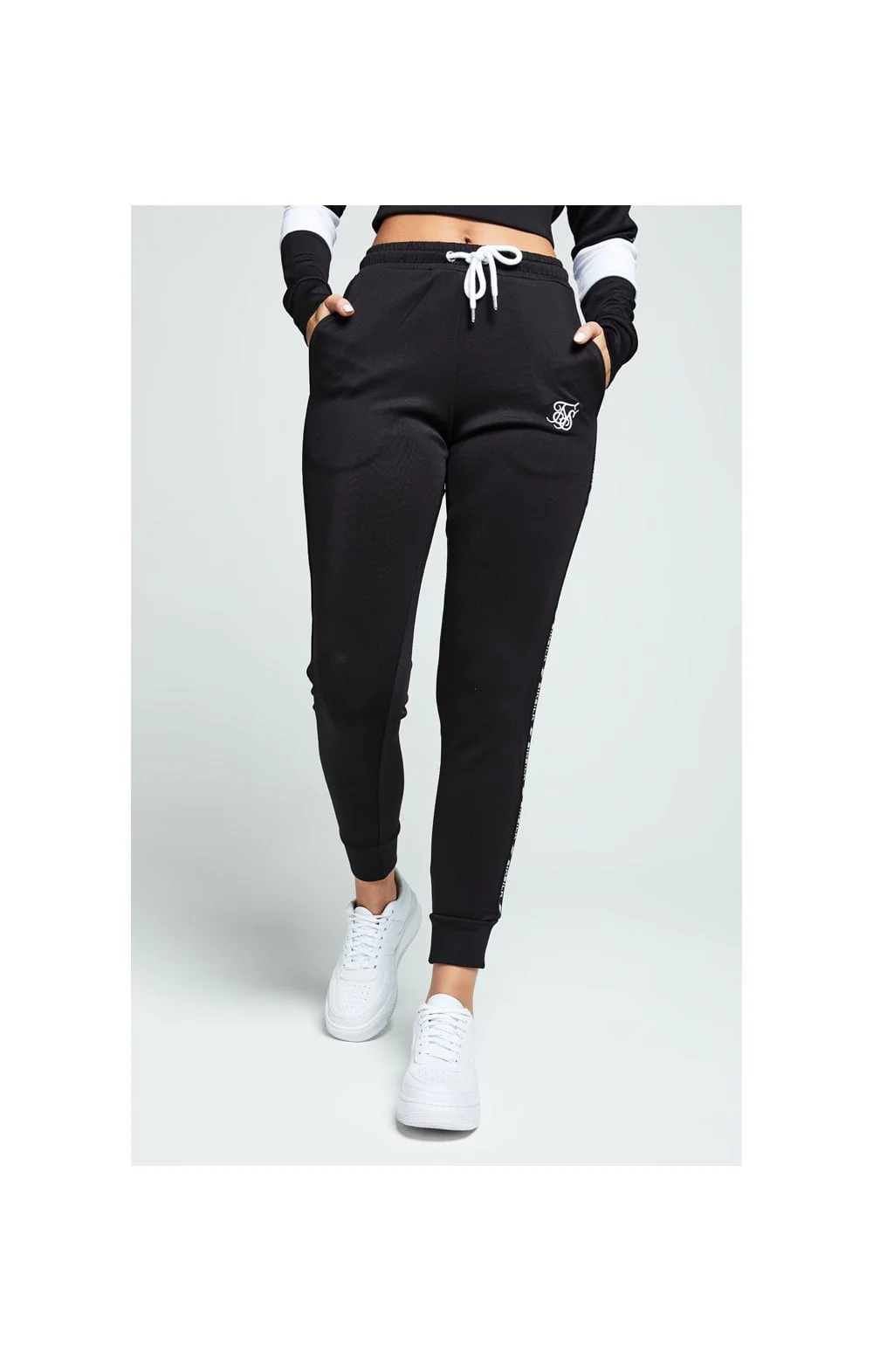 SikSilk Tape Track Pants – Black & White - Image 8