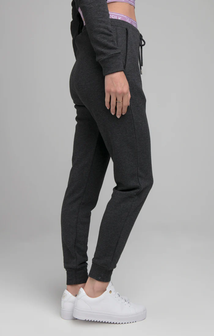 SikSilk Tape Waistband Joggers - Charcoal Marl - Image 2
