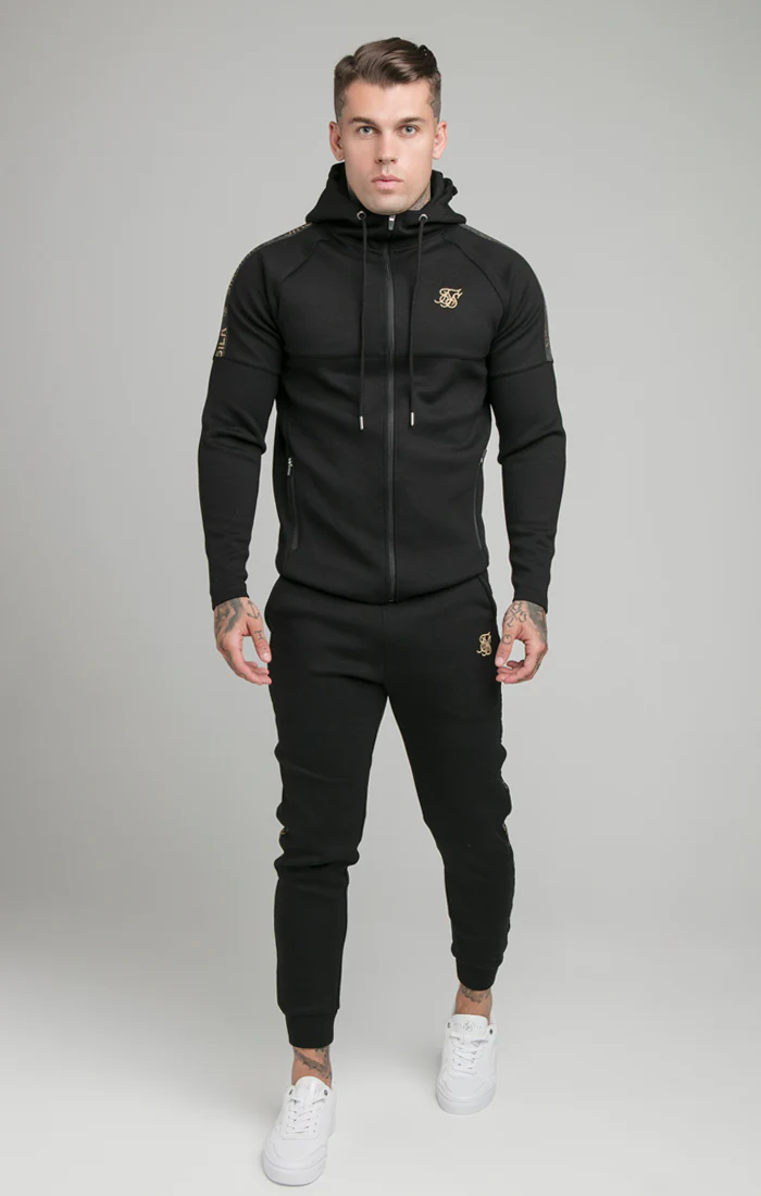 Black Tape Zip Through Hoodie And Jogger Set - Image 2