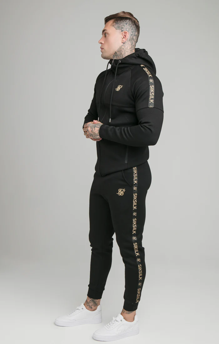 Black Tape Zip Through Hoodie And Jogger Set - Image 4