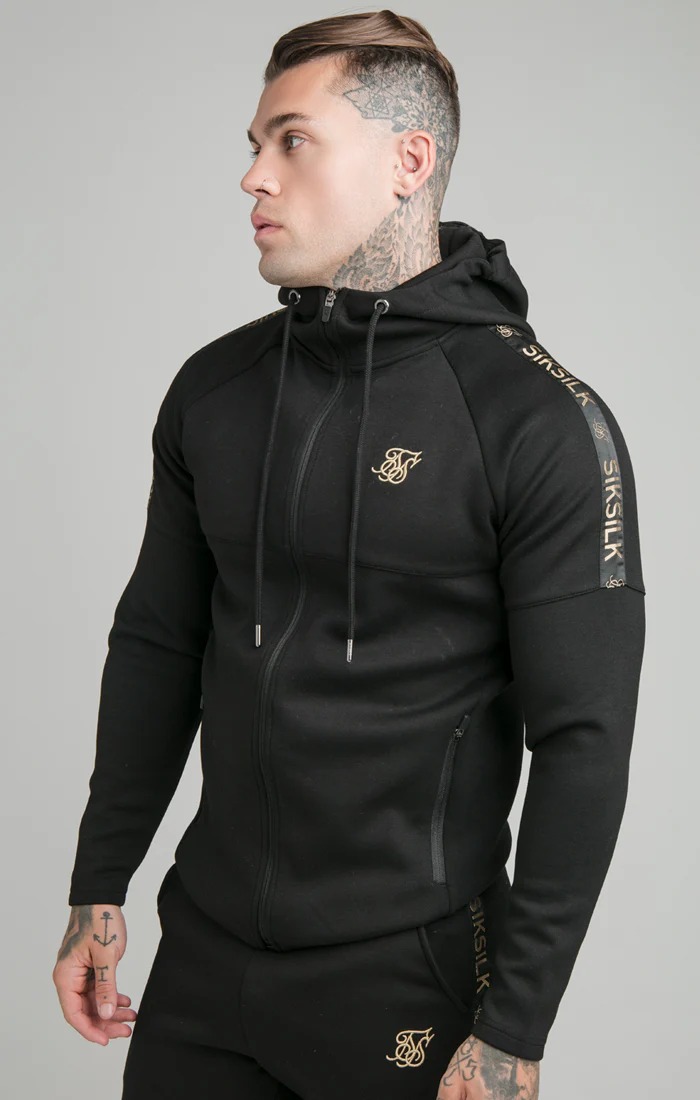 Black Tape Zip Through Hoodie And Jogger Set - Image 5