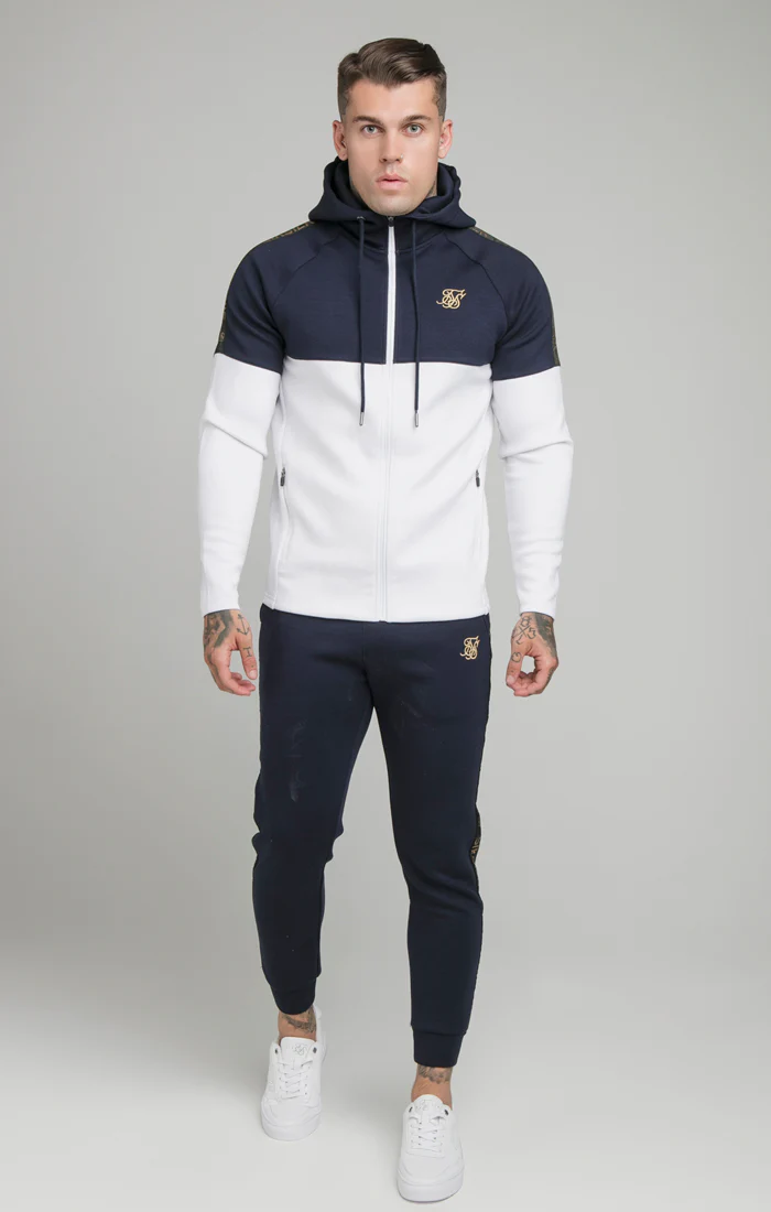 Navy Tape Zip Through Hoodie And Jogger Set - Image 2