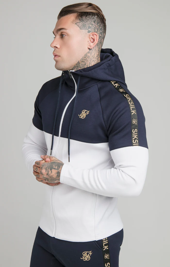 Navy Tape Zip Through Hoodie And Jogger Set - Image 5