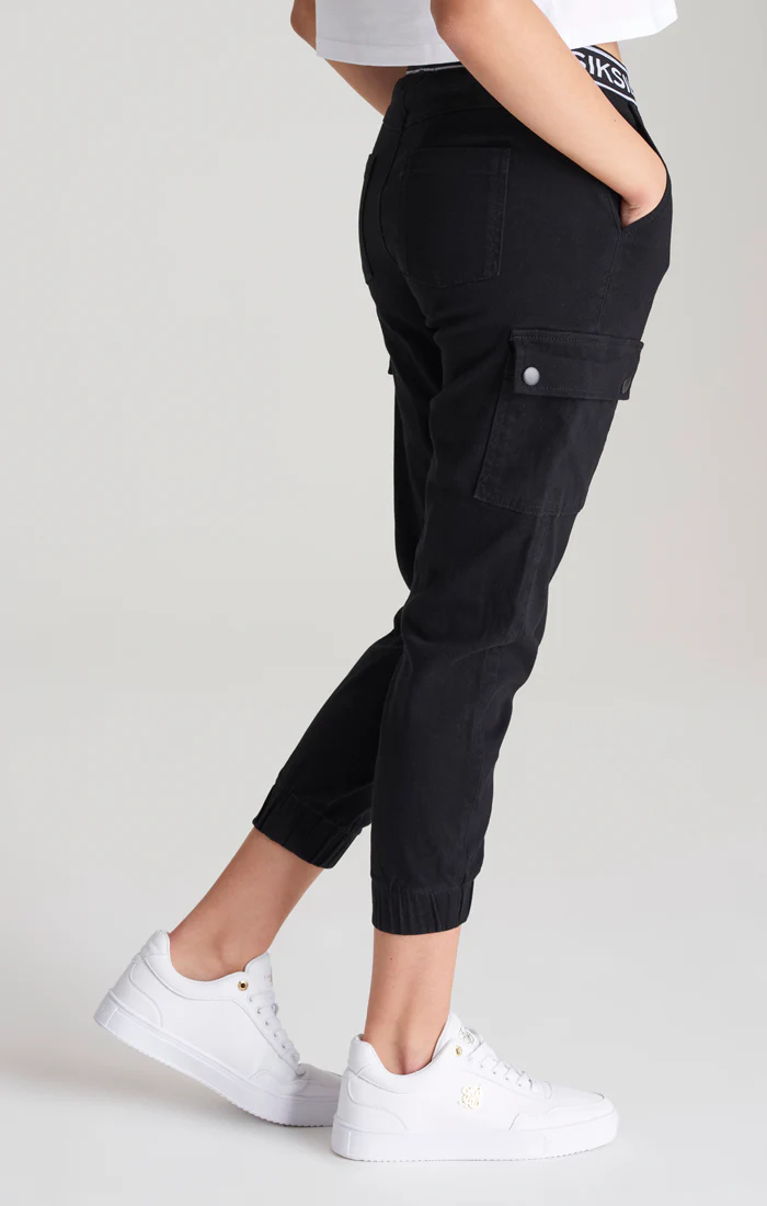 Girls Black Taped Cargo Pant - Image 2