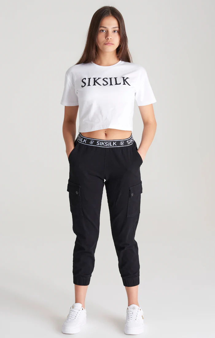 Girls Black Taped Cargo Pant - Image 4