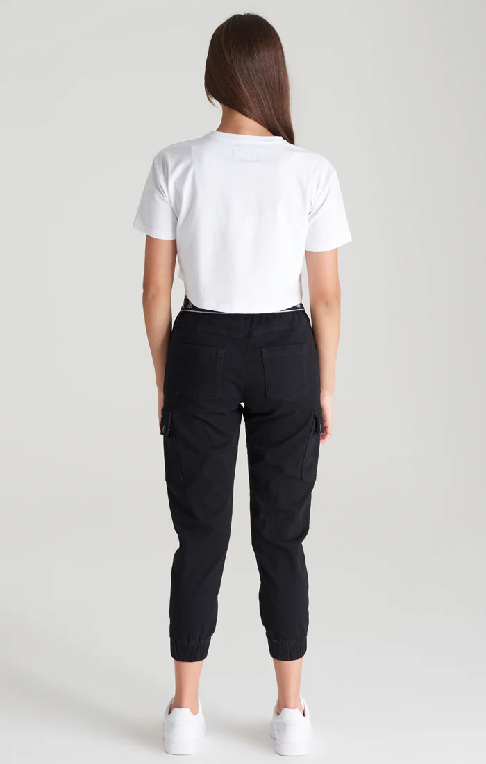 Girls Black Taped Cargo Pant - Image 7