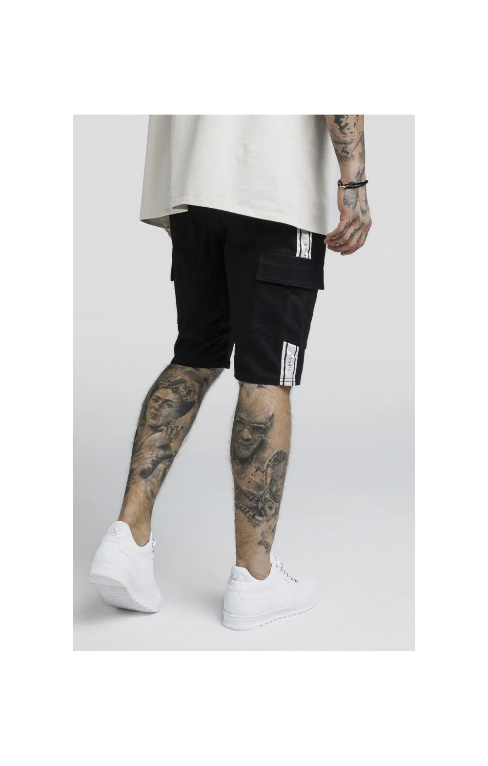 SikSilk Taped Cargo Shorts - Black - Image 3