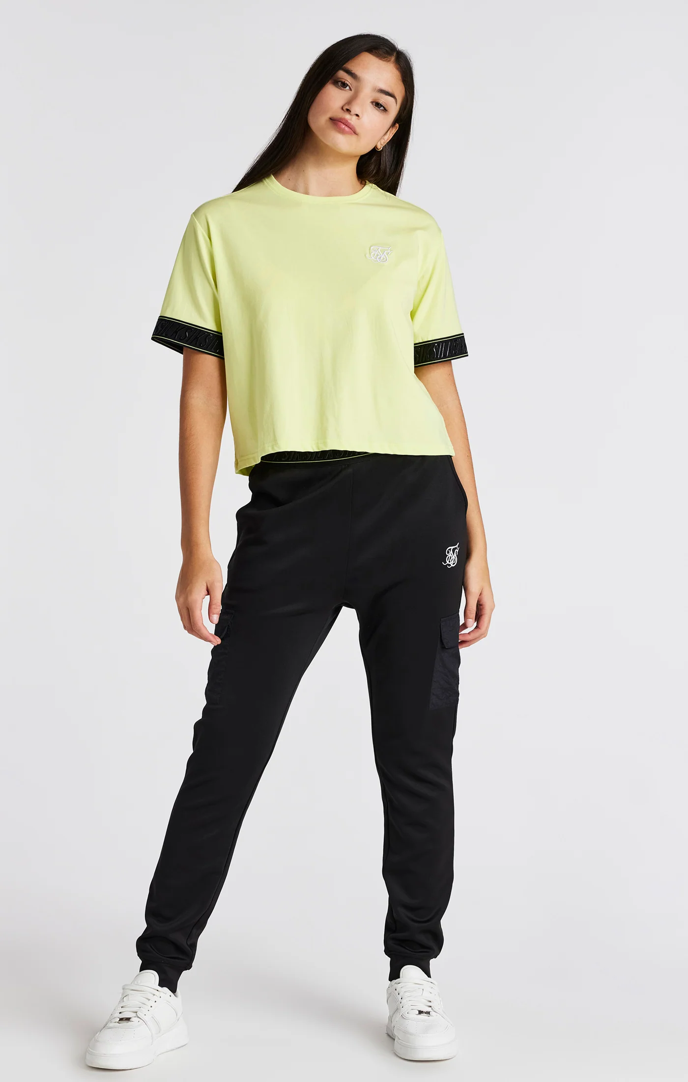 Girls Yellow Taped Crop T-Shirt - Image 3
