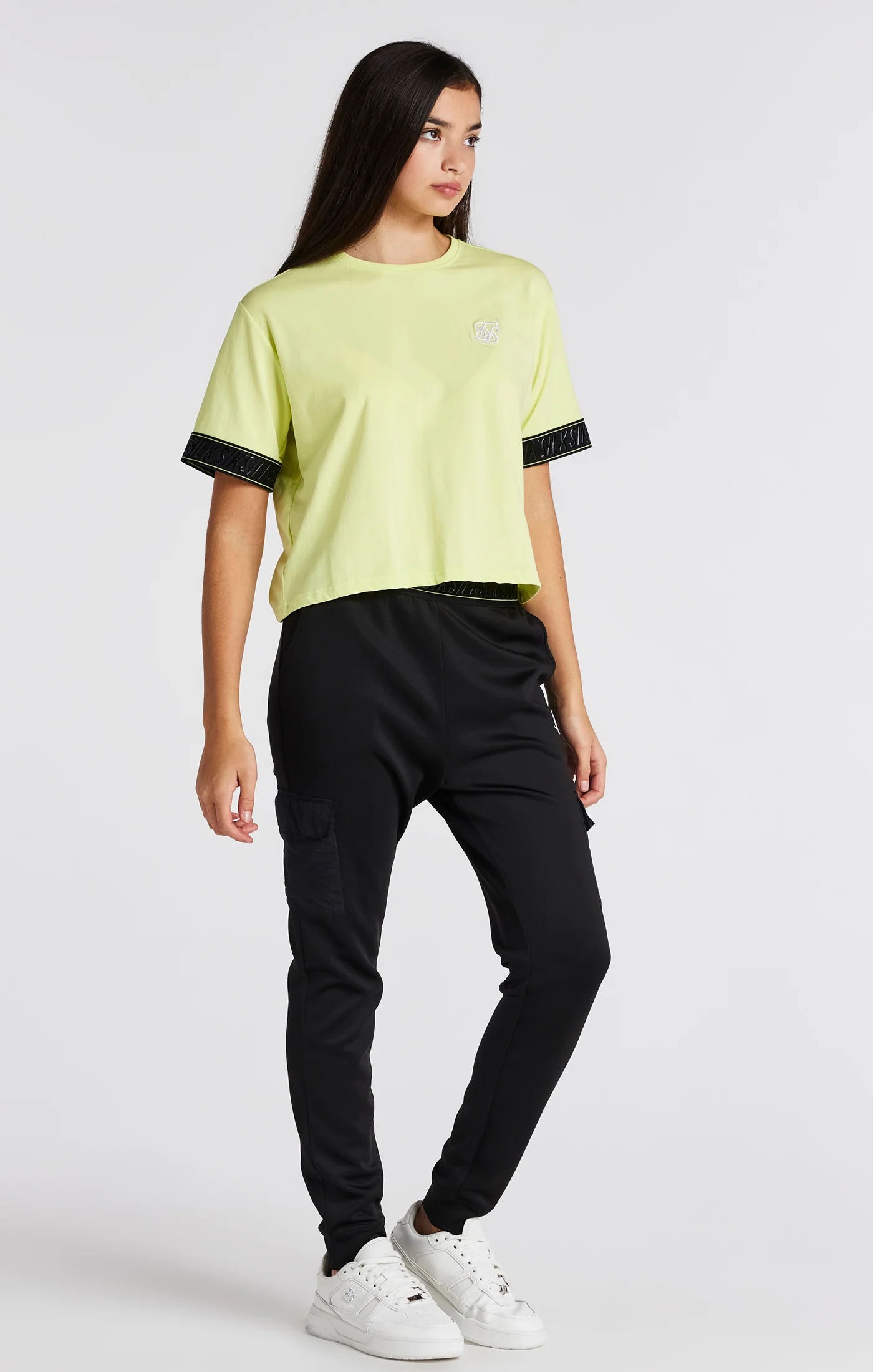 Girls Yellow Taped Crop T-Shirt - Image 4