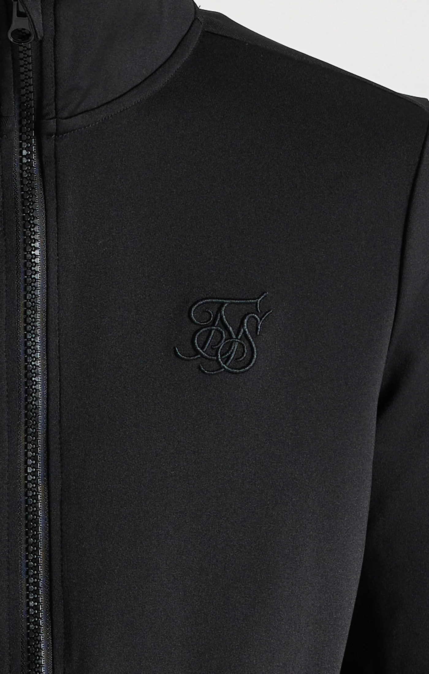 SikSilk Taped Funnel Neck Zip Through - Black - Image 2