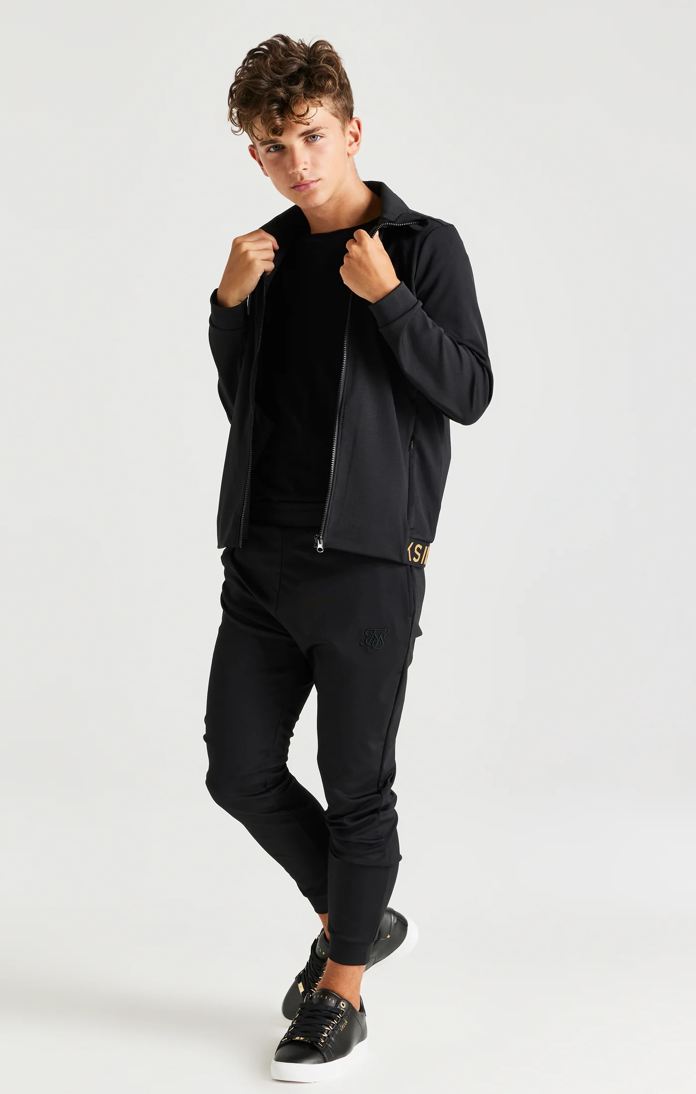 SikSilk Taped Funnel Neck Zip Through - Black - Image 3
