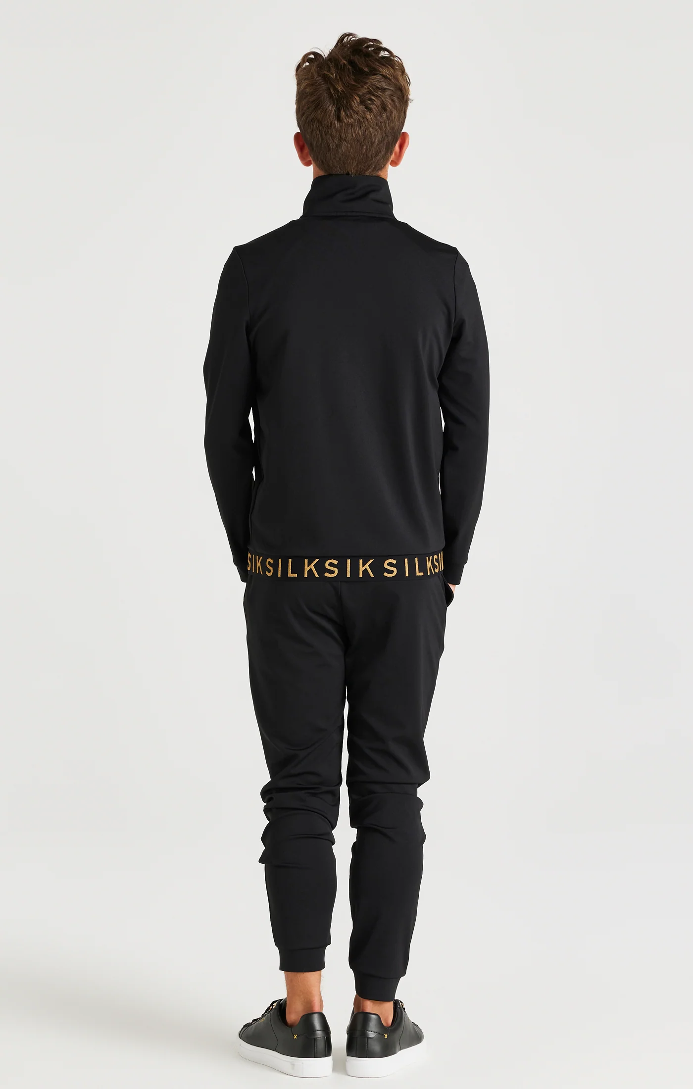 SikSilk Taped Funnel Neck Zip Through - Black - Image 5