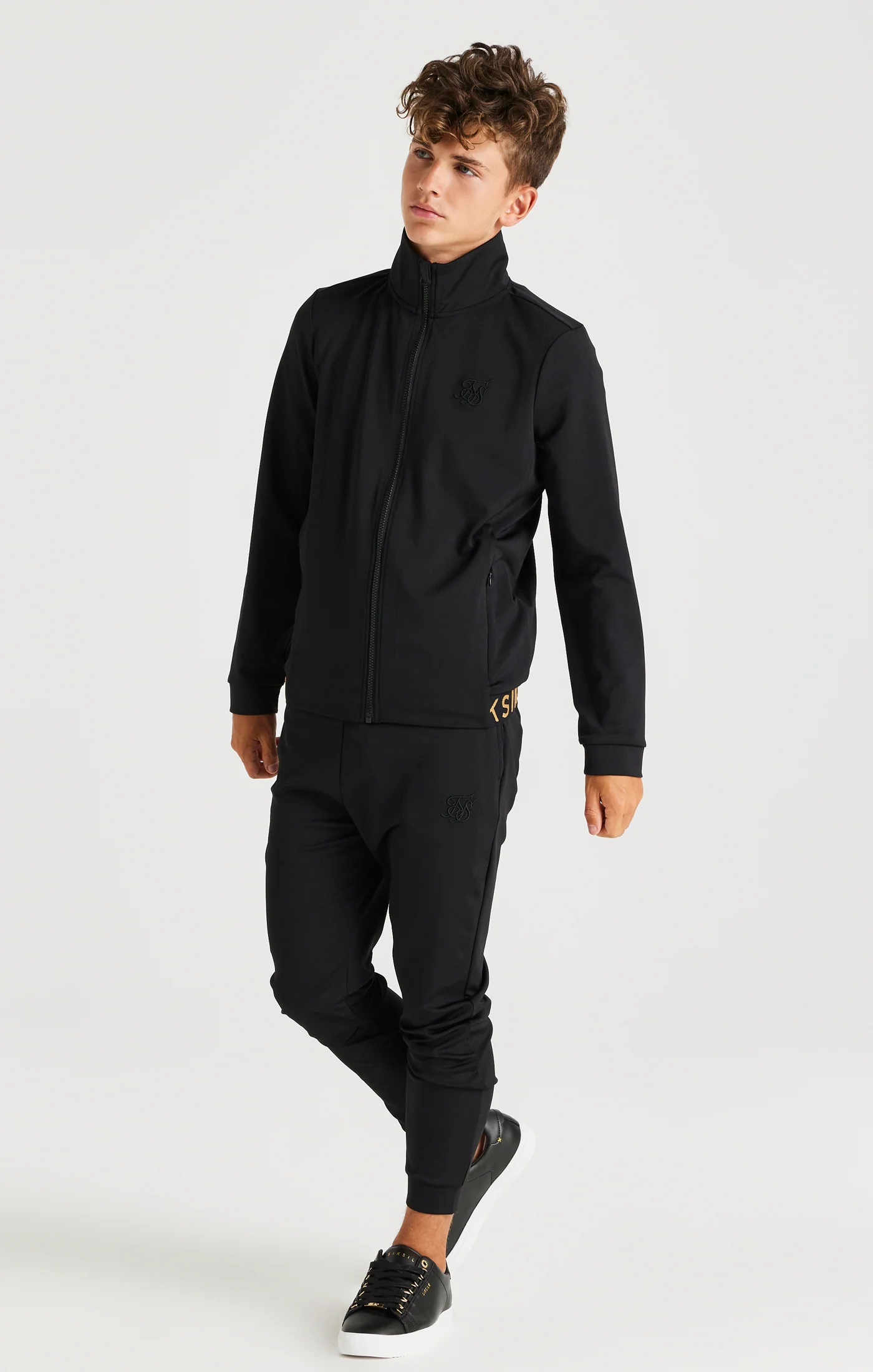 SikSilk Taped Funnel Neck Zip Through - Black - Image 6