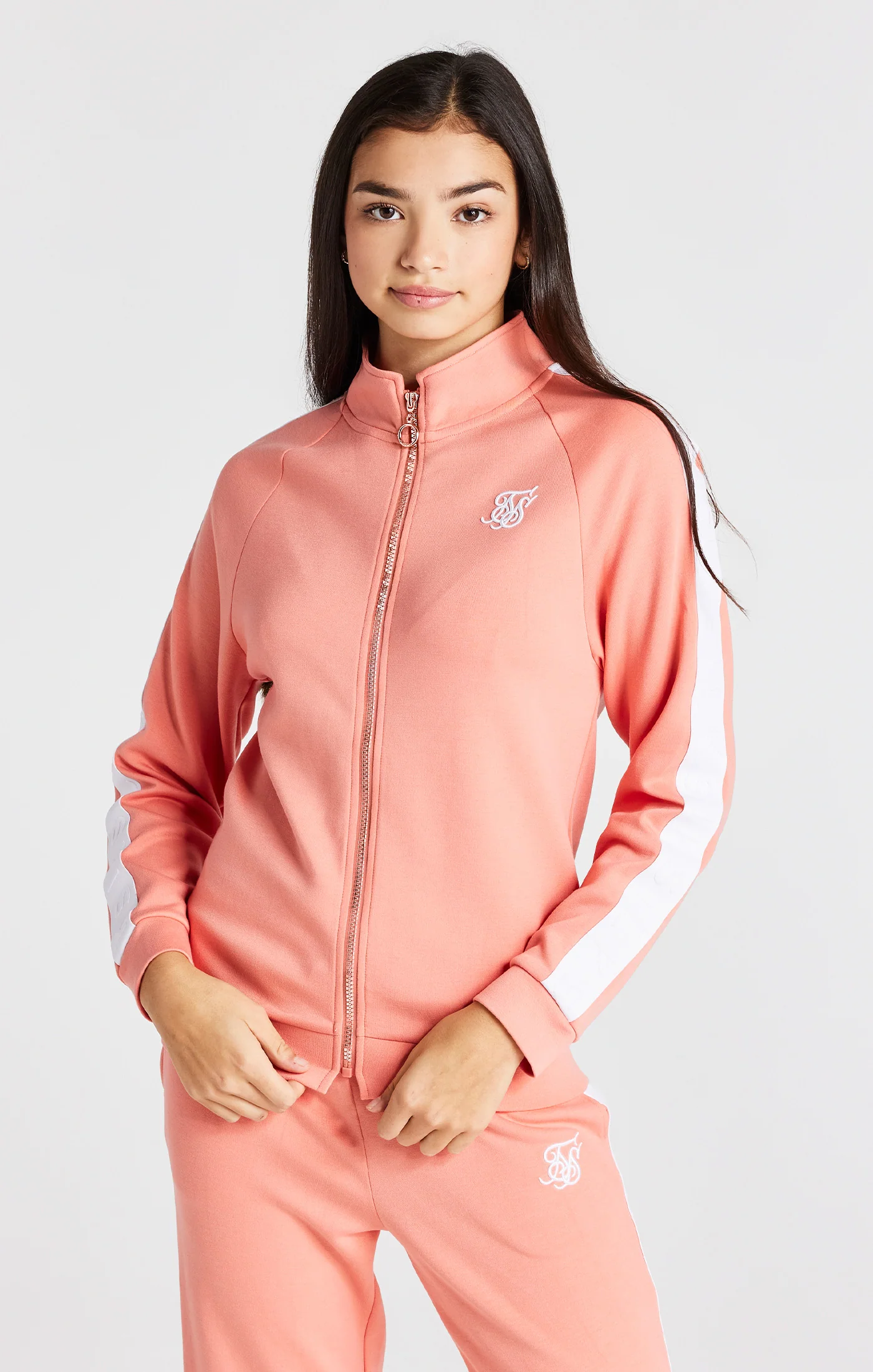 Girls Coral Taped Longline Zip Thru - Image 3