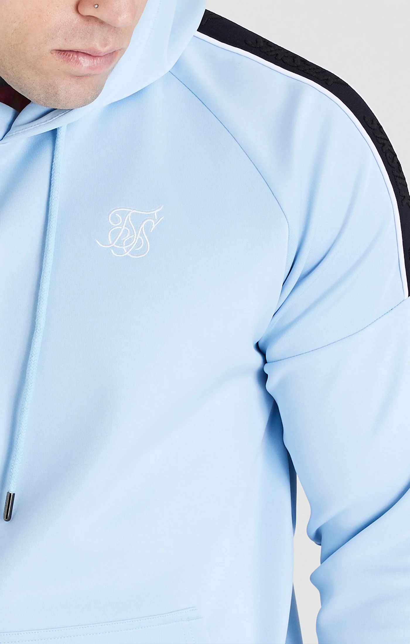 SikSilk Taped Overhead Hoodie - Blue - Image 2