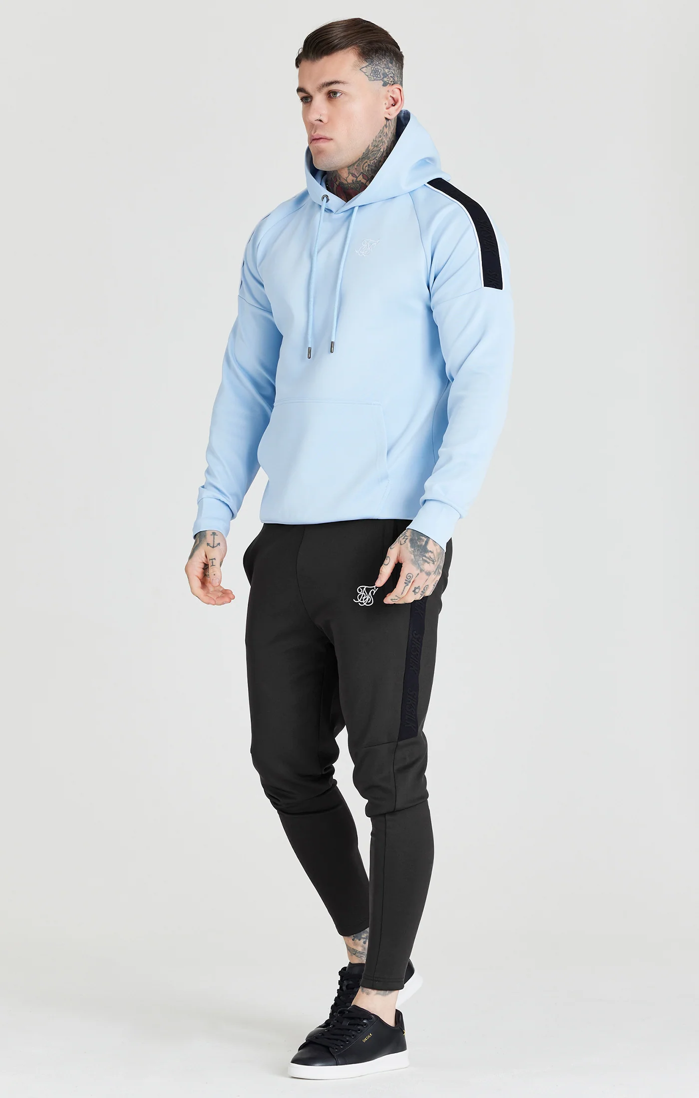 SikSilk Taped Overhead Hoodie - Blue - Image 4