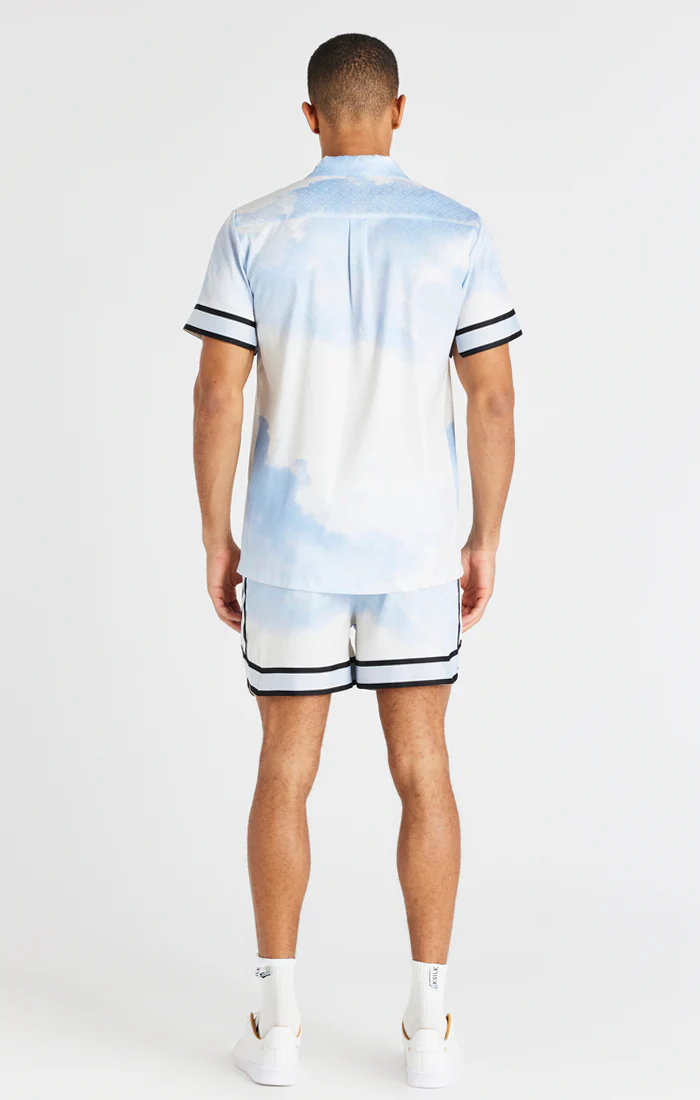 Blue And White Taped Sleeve Resort Shirt - Image 6