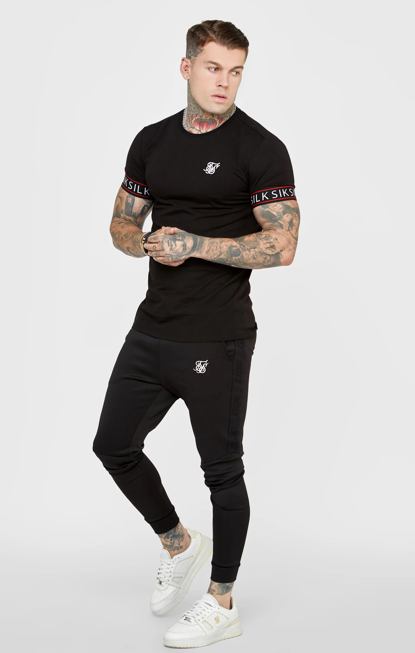 Black Taped Elasticated Cuff T-Shirt - Image 3