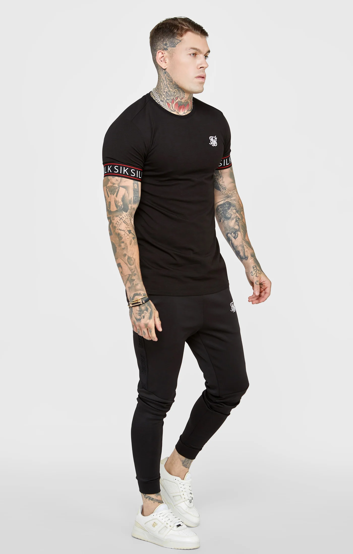 Black Taped Elasticated Cuff T-Shirt - Image 4